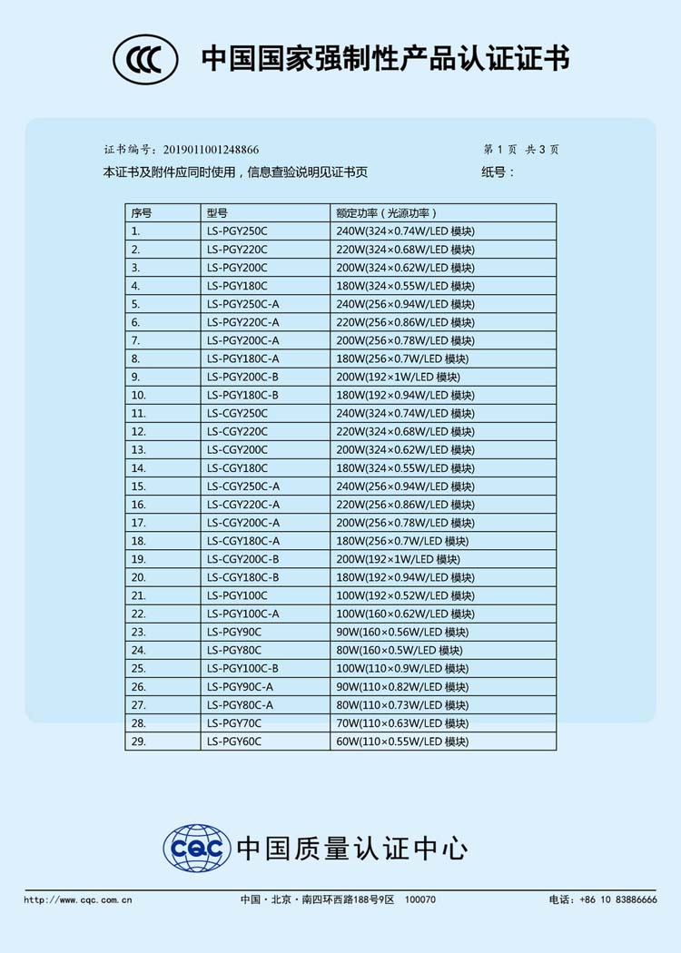 CCC中国国家强制性产品认证证书 LIST 2016