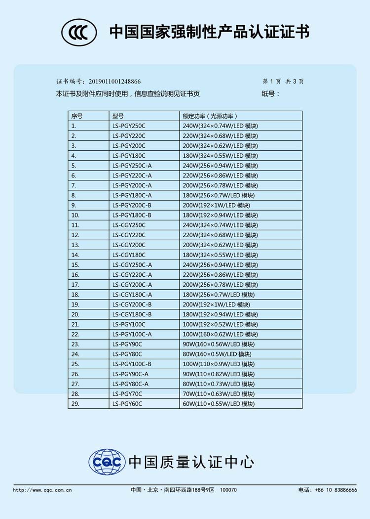 CCC中国国家强制性产品认证证书 LIST 2014